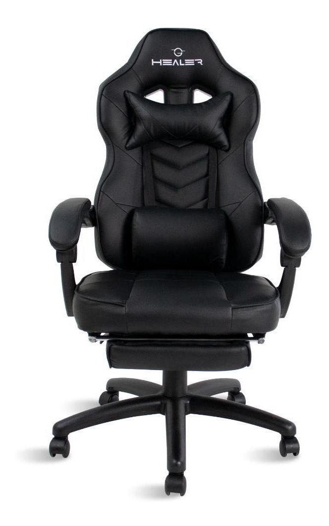 Cadeira de escritório Healer Alien gamer ergonômica  preta com estofado de couro sintético
