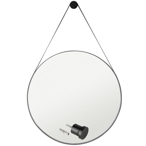 Espelho Redondo Decorativo Adnet Escandinavo 60cm + Suporte Preto