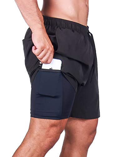 Bermuda Masculina 2 em 1 Surty Athletic Code (Preto, GG)..