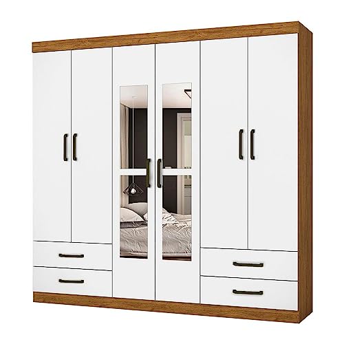 Guarda Roupa Casal Lu 6 portas 4 Gavetas Com Espelho Car..