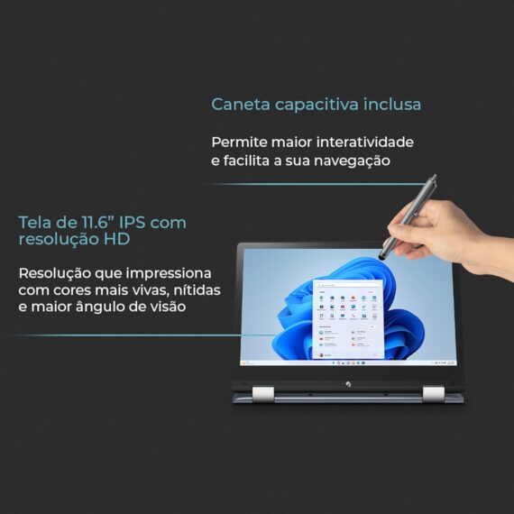 Notebook Positivo Duo 2 em 1 Intel Celeron Windows 11 Home 4GB 128GB, Tela 11,6 "IPS HD, Cinza - C4128B -3 - Image 8