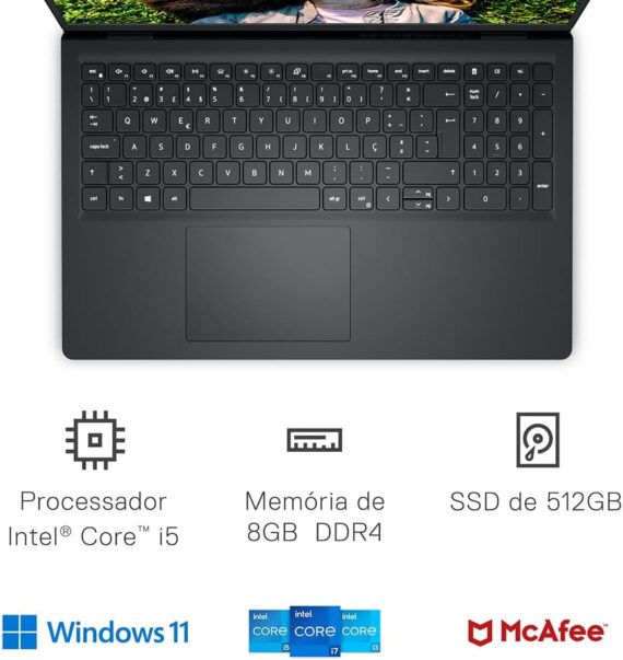 Notebook Dell Inspiron I15-I120K-A25P 15.6" Full HD 12ª Geração Intel Core i5 8GB 512GB SSD Windows 11 Preto - Image 3