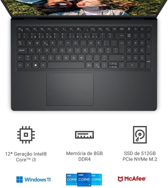 Notebook Dell Inspiron I15-I120K-A15P 15.6" Full HD 12ª Geração Intel Core i3 8GB 512GB SSD Windows 11 Preto - Image 3