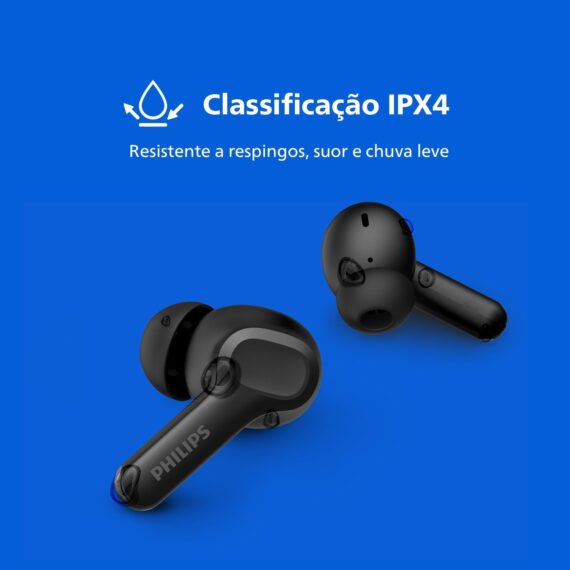 PHILIPS, Fone de Ouvido Sem Fio TWS, TAT1109BK/00, Bluetooth, Com Microfone, Até 24 horas de bateria, Preto - Image 4