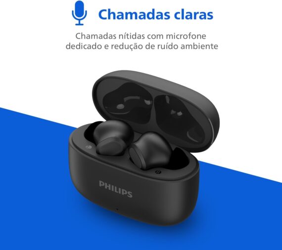PHILIPS, Fone de Ouvido Sem Fio TWS, TAT1109BK/00, Bluetooth, Com Microfone, Até 24 horas de bateria, Preto - Image 5