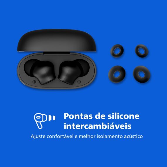PHILIPS, Fone de Ouvido Sem Fio TWS, TAT1109BK/00, Bluetooth, Com Microfone, Até 24 horas de bateria, Preto - Image 8