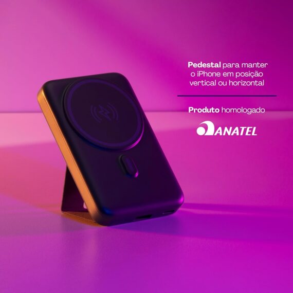Geonav Power Bank, Carregador Portátil Universal por Indução 10.000mAh, Carregamento rápido*, Suporte Dobrável, Compatível com MagSafe®, PB10MAGSG, Cinza - Image 6