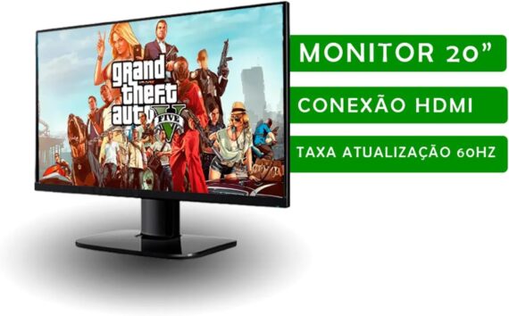 PC Gamer Completo Alligator Shop Intel i7 3770, GeForce RTX 3050, Memoria 16GB DDR3, SSD 480GB, Monitor 20 Polegadas - Image 4