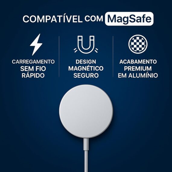 Carregador Magnético Sem Fio 20W USB-C, Base Indução Qi Compatível Smartphones, Carregamento Wireless Portátil - Image 5