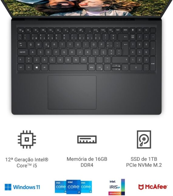 Notebook Dell Inspiron I15-I120K-A35P 15.6" Full HD 12ª Geração Intel Core i5 16GB 1TB SSSD Windows 11 Preto - Image 3