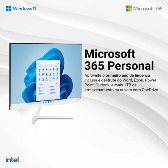 Tudo em um Ultra, com Windows 11 Home, Intel Celeron 4GB 120GB SSD + Microsoft 365 Pessoal + 1TB Na NuVem Branco- Ub830 - Image 7