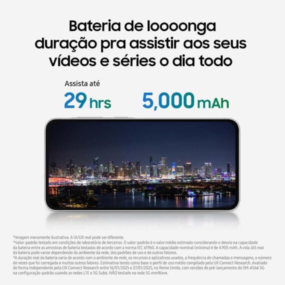 Samsung Celular Galaxy A26 5G 256GB, 8GB RAM, Câmera de 50MP, IP67, Tela Super AMOLED 6.7", NFC (Branco) - Image 4