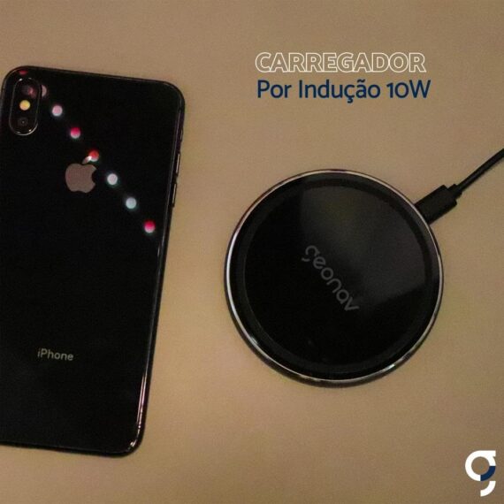 Geonav Carregador por Indução de mesa 10W, vidro, carregamento rápido, compatível com aparelhos Android e iPhones com padrão Qi, QI10WG, Preto - Image 7