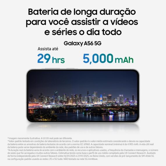 Smartphone Samsung Galaxy A56 5G 128GB, 8GB RAM, Câmera 50MP, IP67, Super AMOLED 6.7", Recursos AI, Cinza - Image 8