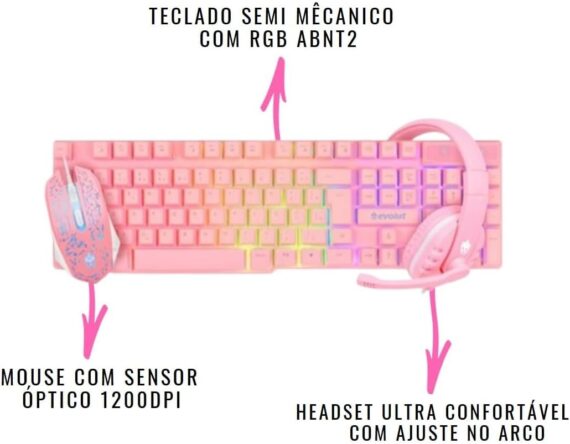 Computador CPU PC Gamer Completo Branco Intel Core i5 Memoria Ram 16GB SSD 240GB Monitor Kit Gamer Rosa - Image 4