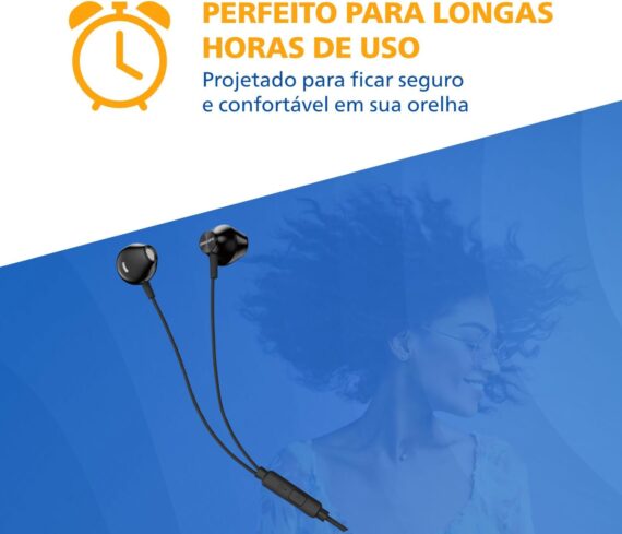 PHILIPS, Fone de Ouvido com Microfone, TAUE101BK/00, Com fio de 1,2 metros, intra-auricular, Preto - Image 3