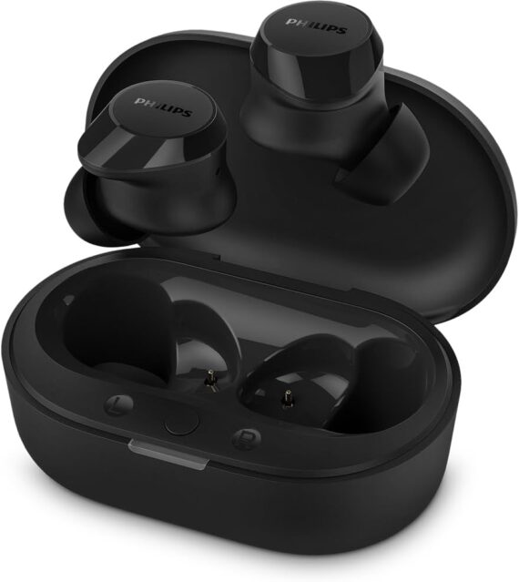 Fone de ouvido sem fio TWS Philips TAT1209BK/00 na cor preto, com bluetooth, microfone, tecnologia IPX4 e 18 horas de reprodução. - Image 3