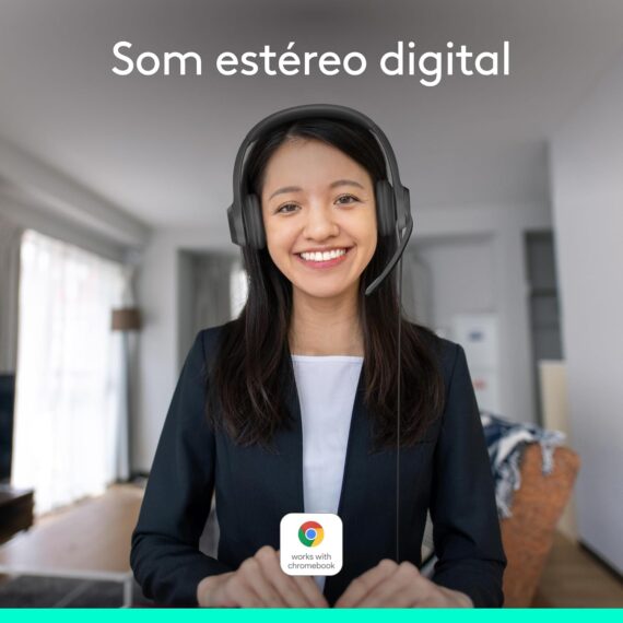 Headset com fio USB Logitech H390 com Almofadas Confortáveis, Controles de Áudio Integrado e Microfone com Redução de Ruído - Preto - Image 4