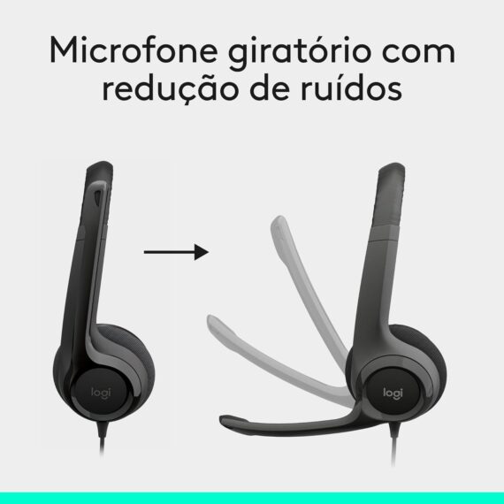 Headset com fio USB Logitech H390 com Almofadas Confortáveis, Controles de Áudio Integrado e Microfone com Redução de Ruído - Preto - Image 5