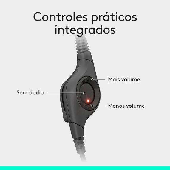 Headset com fio USB Logitech H390 com Almofadas Confortáveis, Controles de Áudio Integrado e Microfone com Redução de Ruído - Preto - Image 6