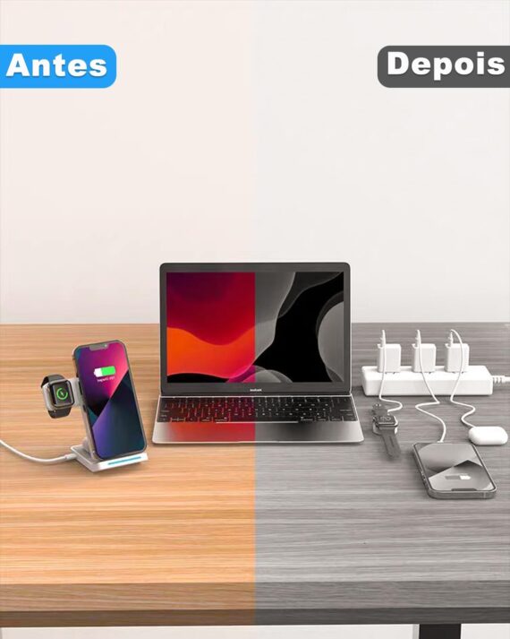 Carregador por Indução, Carregador Sem Fio 15W 3 em 1, Compatível com iPhone 16/15/14/13/12/11 (Pro, Pro Max)/XS/XR, Apple Watch e AirPods, Versão Atualizada com Função Dobrável (Preto) - Image 6