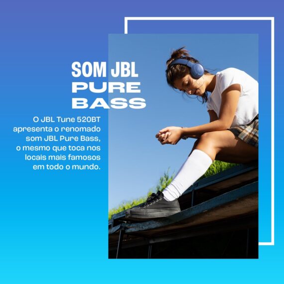 JBL, Fone de Ouvido Bluetooth, Tune 520BT, On-ear, Sem Fio - Azul - Image 3