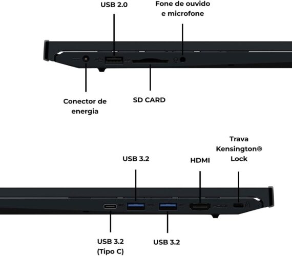 Notebook Positivo Vision I15 Lumina Bar I3 -N300 8GB 256GB SSD TELA 15 "Full HD Antirreflexo Linux - Preto - Image 3
