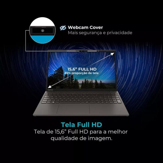 Notebook Positivo Vision I15 Lumina Bar, Core I3, 11th, 8GB 512GB SSD, Tela 15" Polegadas, Full Hd Antirreflexo, Windows 11 - Cinza - Image 4