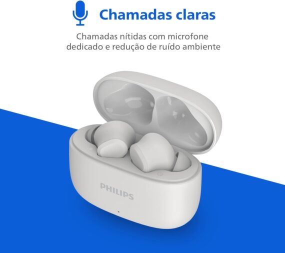 PHILIPS, Fone de Ouvido Sem Fio TWS, TAT1109WT/00, Bluetooth, Com Microfone, Até 24 horas de bateria, Branco - Image 5