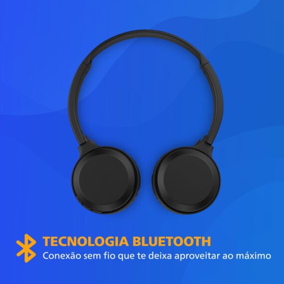Headphone Philips bluetooth on-ear com microfone e energia para 15 horas na cor preto TAH1108BK/55 - Image 3