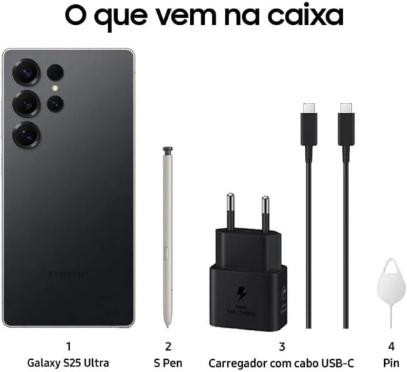 Celular Samsung Galaxy S25 Ultra 5G, 256GB, 12GB RAM, Câmera Quádrupla de 200+50+10+50, Tela Grande de 6.9", Titânio Preto - Image 5