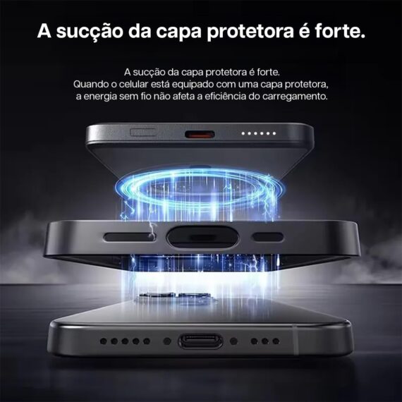 Carregador Magnético Portátil Power Bank 5000mah Sem Fio por Indução - Compatível com Todo Celular com Carregamento Magnético Leve Fino ® 20w Turbo Compacto (5000 mAh) - Image 6