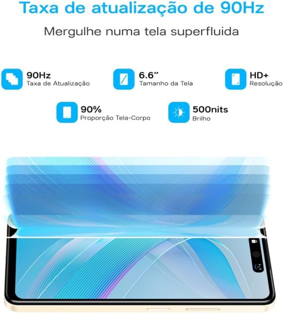 Smartphone Infinix Smart 8 Pro, 256 GB, 4 GB de RAM, 5000mAh, Câmera dupla 50mp anel lanterna e selfie 8mp, Tela Magic Ring 6,6 "90Hz, 5000mAh, Dourado - Image 4