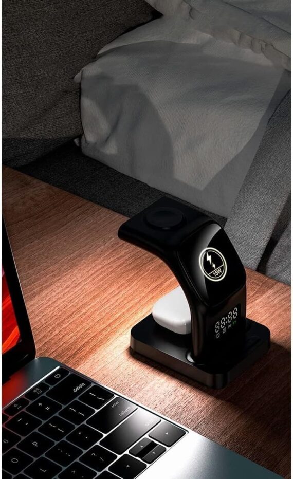Carregador sem Fio 3 em 1! Compatível com Apple iPhone/iWatch/Pods, iPhone 15 14,13,12,11 (Pro, Pro Max)/XS/XR/XS/X/8 (Plus), iWatch 7/6/SE/5/4/3/2, Pods 3/2/pro5 (Preto) - Image 9