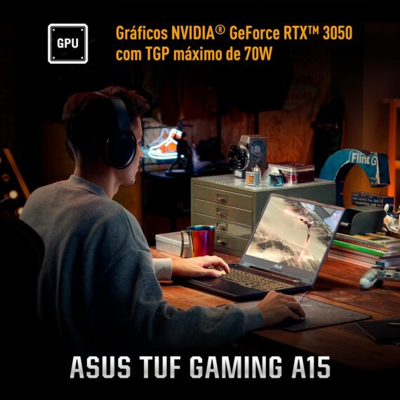 Notebook Asus TUF Gaming A15, RTX 3050, AMD RYZEN 7, 16 GB, 512 GB SSD, W11 Home, Tela 15.6 '' FHD, Graphite Black - FA506NCR -HN088W - Image 3