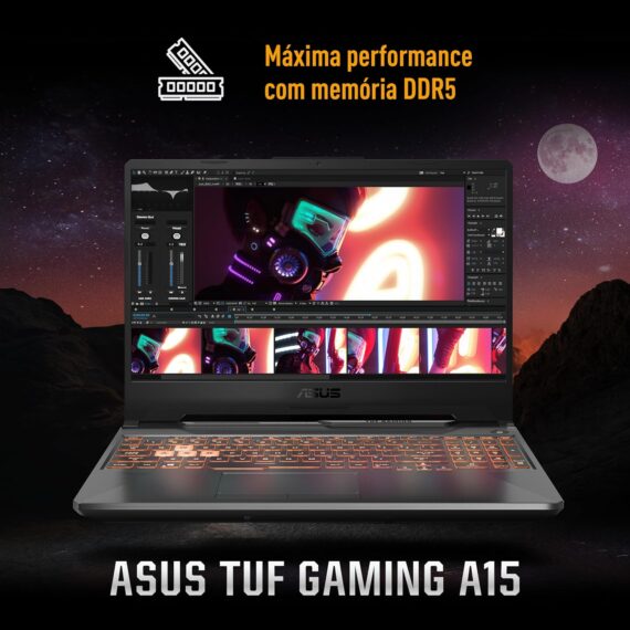 Notebook Asus TUF Gaming A15, RTX 3050, AMD RYZEN 7, 16 GB, 512 GB SSD, W11 Home, Tela 15.6 '' FHD, Graphite Black - FA506NCR -HN088W - Image 5