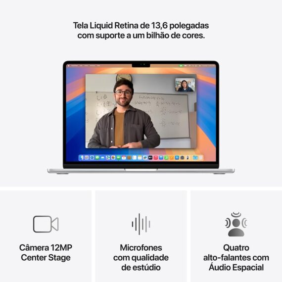 Apple 2025 MacBook Air (de 13 polegadas, Processador M4 da Apple com CPU 10‑core e GPU 8‑core, 16GB Memória unificada, 256 GB) - Prateado - Image 3
