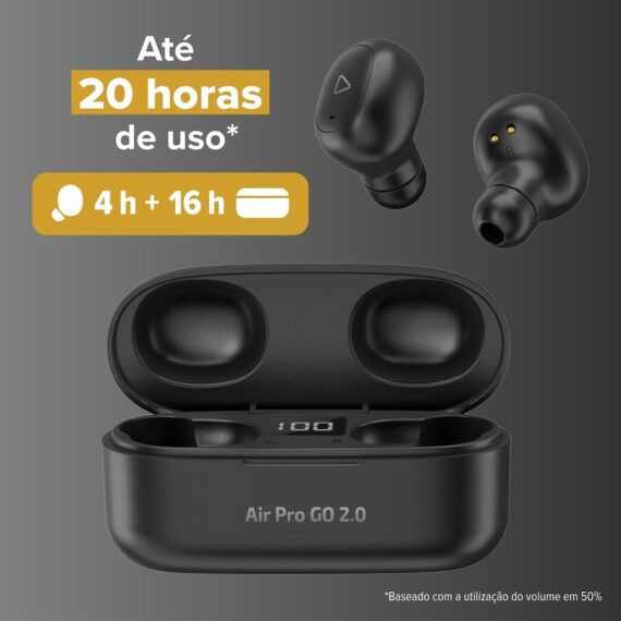 I2GO, Fone de Ouvido Sem Fio, Bluetooth 5.2, TWS, Air Pro GO 2.0, Controle Touch, Estojo de Carregamento, 20 Horas totais de Bateria, Preto, i2GO PRO - Image 3