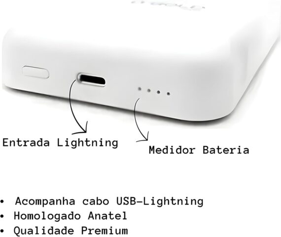 Carregador Portátil Magnético por Indução 10.000mAh – Power Bank Premium com Carregamento Rápido, Sem Fio, Compatível com iPhones MagSafe (XR, 11, 12, 13, 14, 15, 16 e Pro, Pro Max e Plus) - Image 3