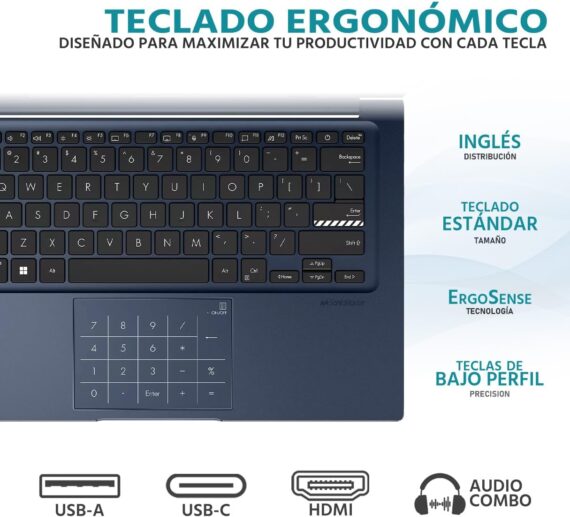 ASUS Laptop fino Vivobook 14 X1404ZA com tela FHD de 14 polegadas, processador Core i5-1334U, 12 GB de RAM, SSD de 256 GB, gráficos Intel Iris Xe, Windows 11 Home, azul - Image 4