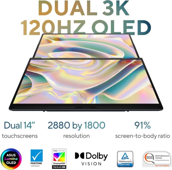 Laptop da dupla do ASUS ZenBook, Display Touch de 35,6 cm de 35,6 cm de 120Hz, EVO, Intel Core Ultra 9 285h, Intel Arc Graphics, 32 GB de RAM, 1 TB SSD, Windows 11, UX8406CA-PS99T - Image 5