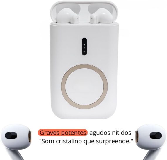 Carregador por Indução Power Bank Turbo 8000mAh 3 em 1 com Fone De Ouvido Sem Fio Bluetooth Compatível iPhone Android Redução de Ruído Design Ergonômico - Image 5