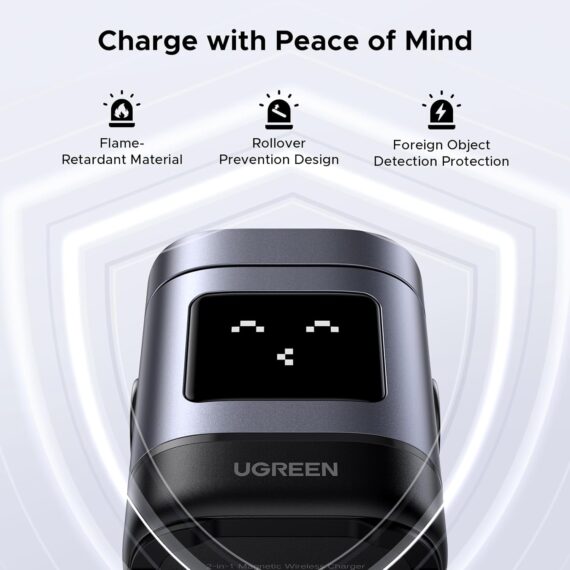 UGREEN Suporte carregador sem fio de 15 W certificado Uno Qi2, estação de carregamento dobrável 2 em 1 compatível com iPhone 16/15/14/13/12, AirPods 2/3/4/Pro (sem adaptador AC) - Image 5