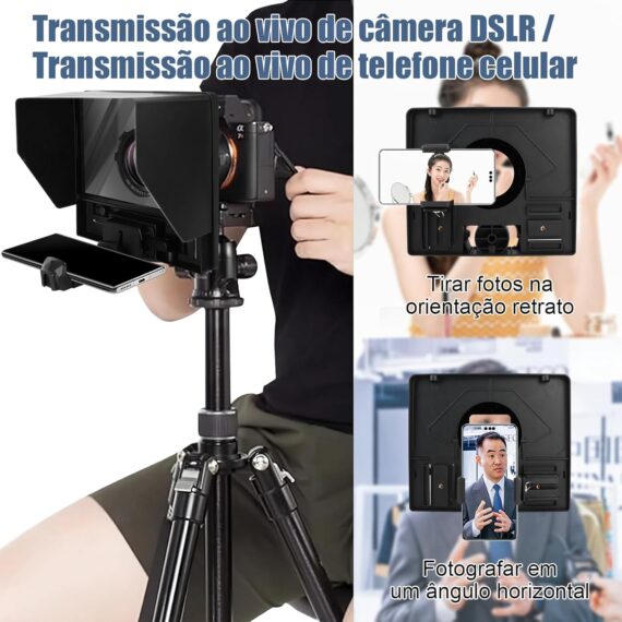 Teleprompter, Teleprompter para Celular, Teleprompter de 10,5 Polegadas, Teleprompter com Controle Remoto e Aplicativo, Portátil - Image 3