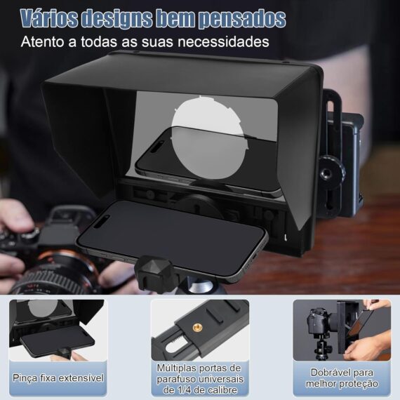 Teleprompter, Teleprompter para Celular, Teleprompter de 10,5 Polegadas, Teleprompter com Controle Remoto e Aplicativo, Portátil - Image 4