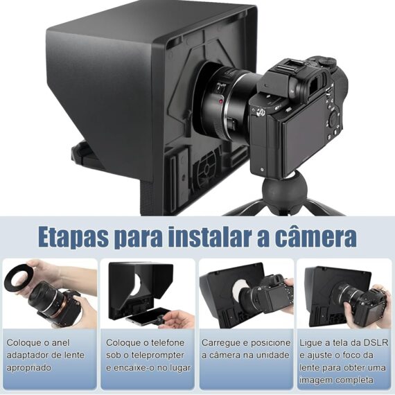 Teleprompter, Teleprompter para Celular, Teleprompter de 10,5 Polegadas, Teleprompter com Controle Remoto e Aplicativo, Portátil - Image 5