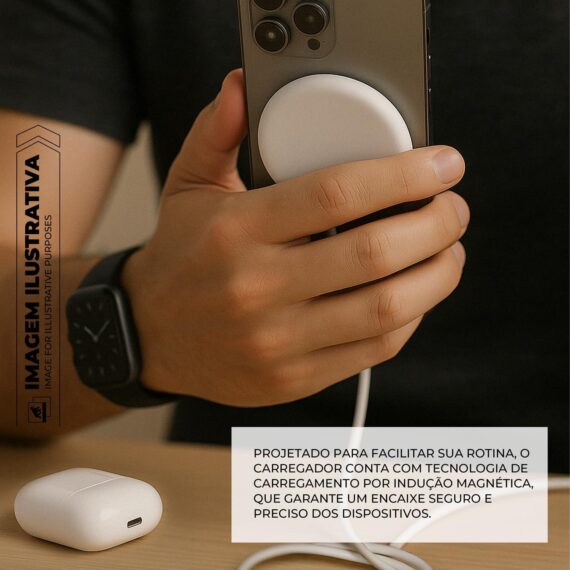 Gshield Carregador Sem Fio Wireless Discovery 3 em 1 Tipo C + Adaptador USB A, 15W Carregamento Rápido, Compatível com iPhone, Apple Watch e Airpods, Branco - Image 5