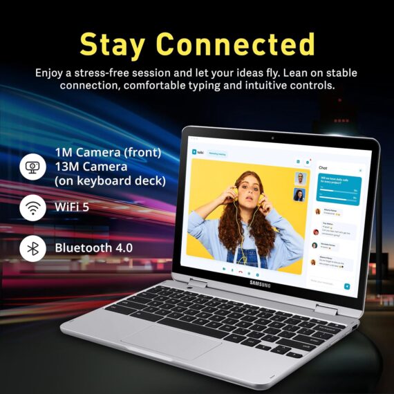 Samsung Chromebook Plus 2 em 1 com tela sensível ao toque FHD de 12,2", Intel Dual-Core, 4GB RAM, 224GB de armazenamento (64GB eMMC + 160GB com dock), caneta stylus, mouse sem fio, prateado - Image 5