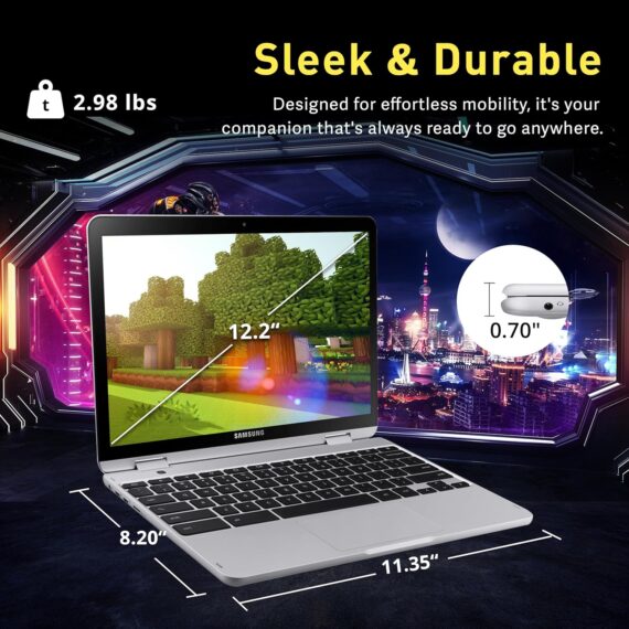 Samsung Chromebook Plus 2 em 1 com tela sensível ao toque FHD de 12,2", Intel Dual-Core, 4GB RAM, 224GB de armazenamento (64GB eMMC + 160GB com dock), caneta stylus, mouse sem fio, prateado - Image 8