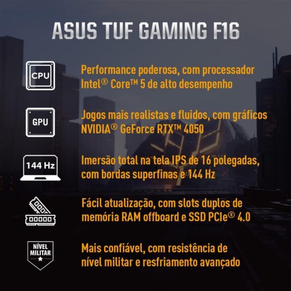 ASUS TUF GAMING F16 Intel Core 5, RTX 4050, 8 GB, 512 GB SSD, Keepros, 16,0 '' FHD, Mecha Gray - FX607VU -RL054 - Image 2